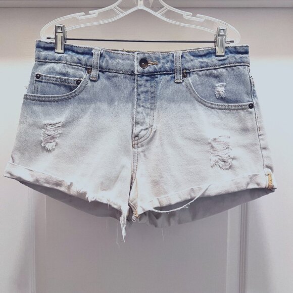 Billabong Pants - Billabong-Women's Cuffed Distressed Denim/Jean shorts-Size 28-Two Tone /Frayed